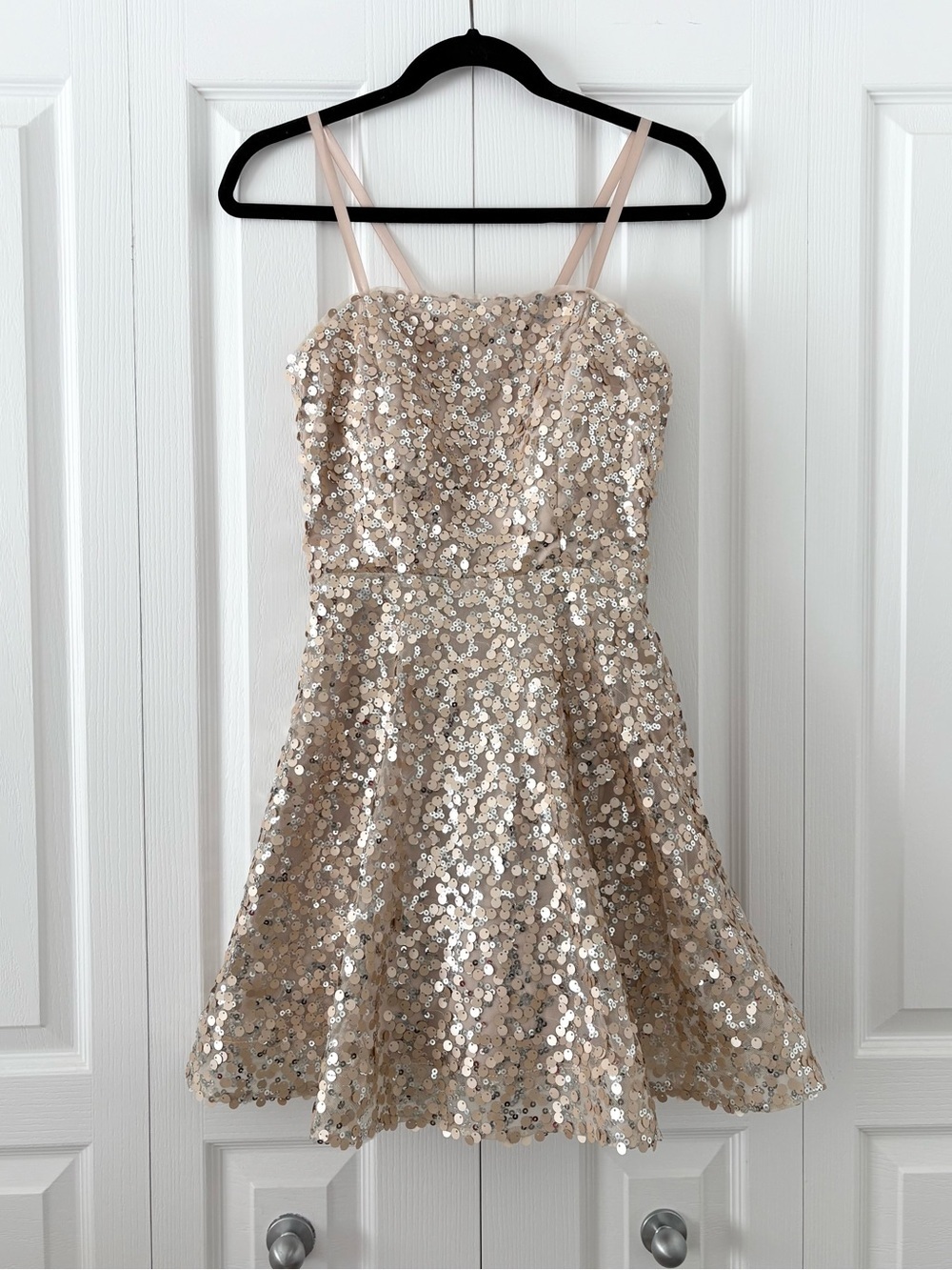 Crystal Doll Champagne Sequin Homecoming Dress